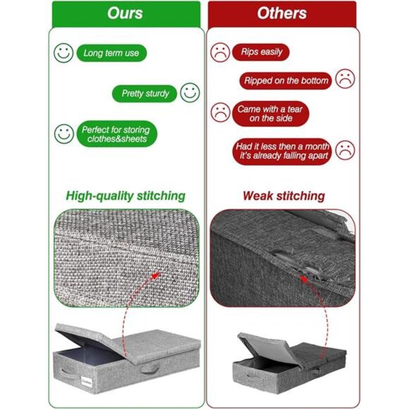 Under Bed Storage With Lids, 2 Pack Large Underbed Storage Containers Clothes - Picture 5 of 7